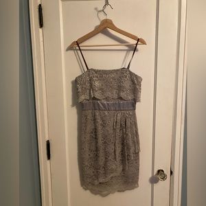 Silver lace strapless cocktail dress, size 4, Laundry by Shelli Segal